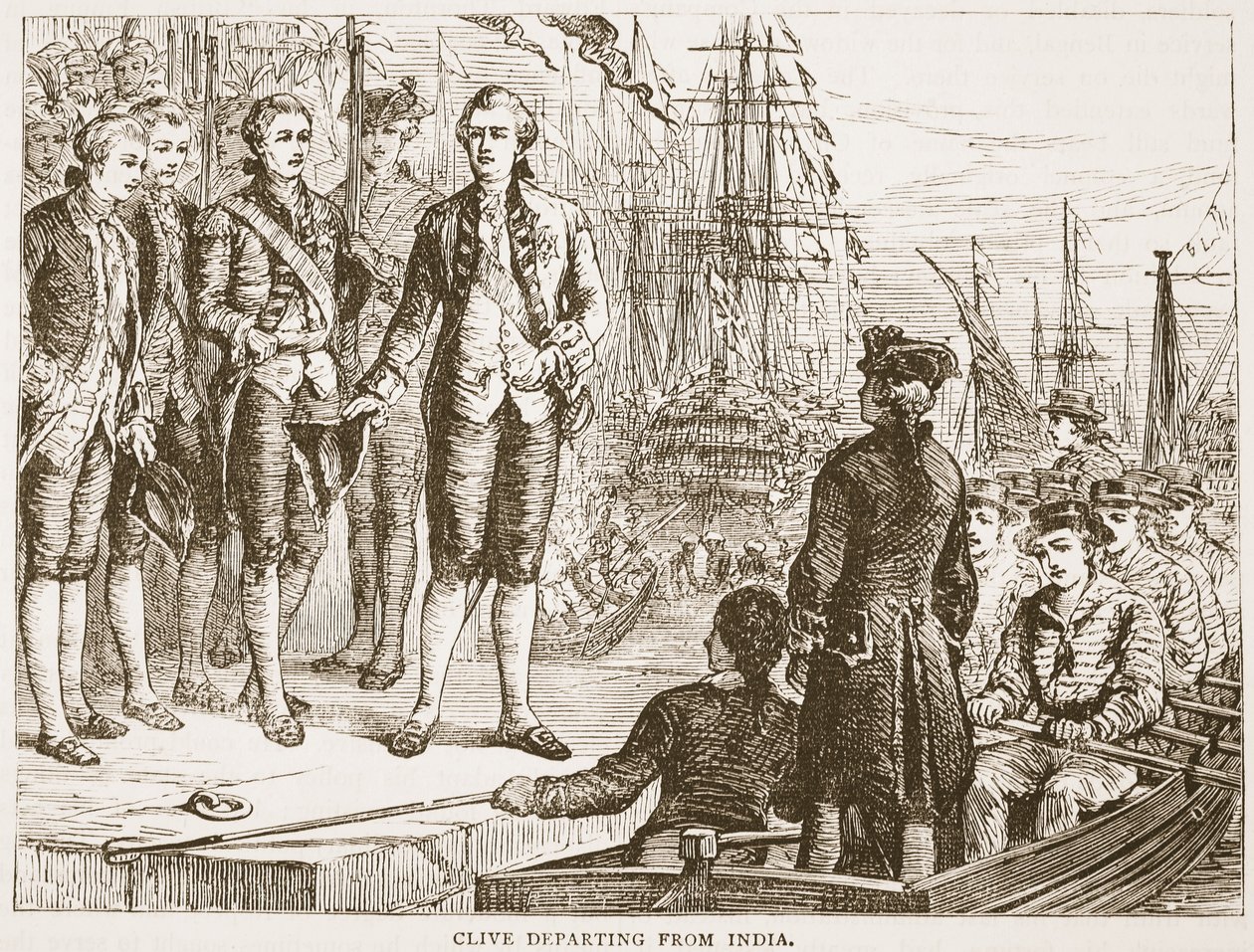 Clive Indiából indul, illusztráció a Cassells Illustrated History of India, James Grant, pub. 1879 alkotó: English School