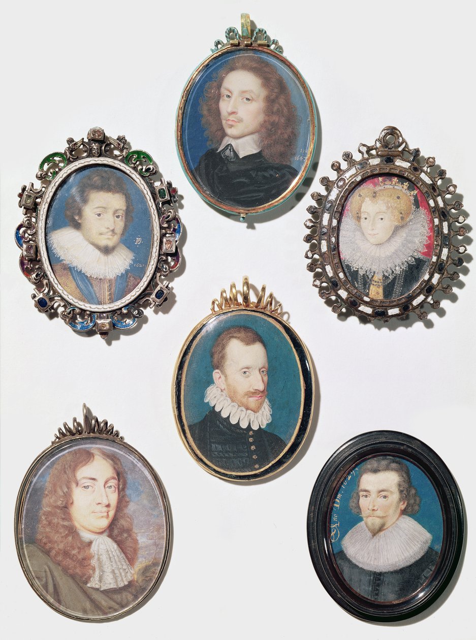 Miniatűr gyűjtemény, LtoR, felső sor: V. Frigyes (1596-1632) nádor választófejedelem, cseh király alkotó: English School