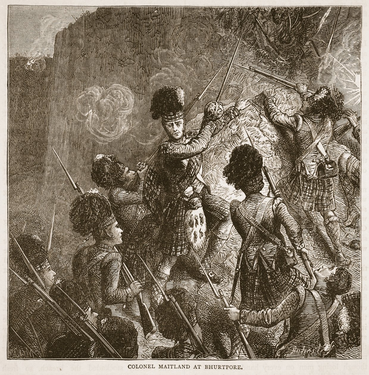 Maitland ezredes Bhurtpore-ban, illusztráció a Cassells Illustrated History of India-ból, James Grant, pub. 1879 alkotó: English School