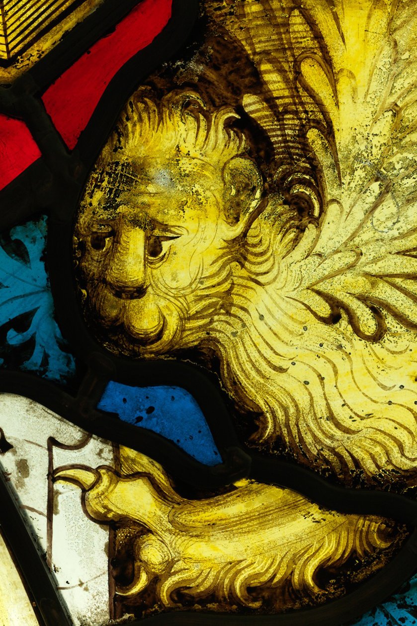 Megőrzött rész a York Minster-i Great East Window-ból: „Az első pecsét felnyitása” alkotó: English School