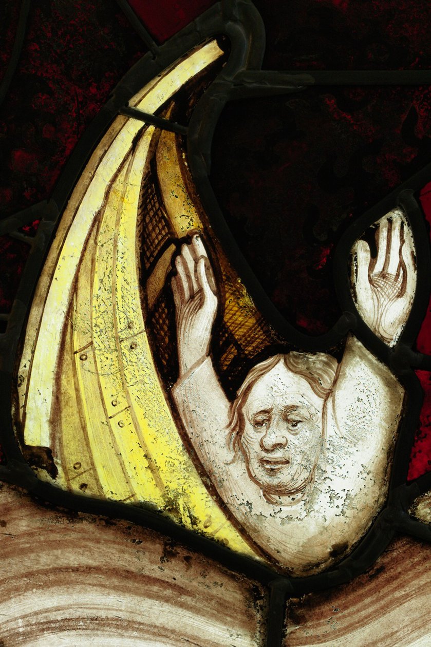 Megőrzött rész a York Minster-i Great East Window-ból: „A második angyal megszólaltatja a trombitát” alkotó: English School