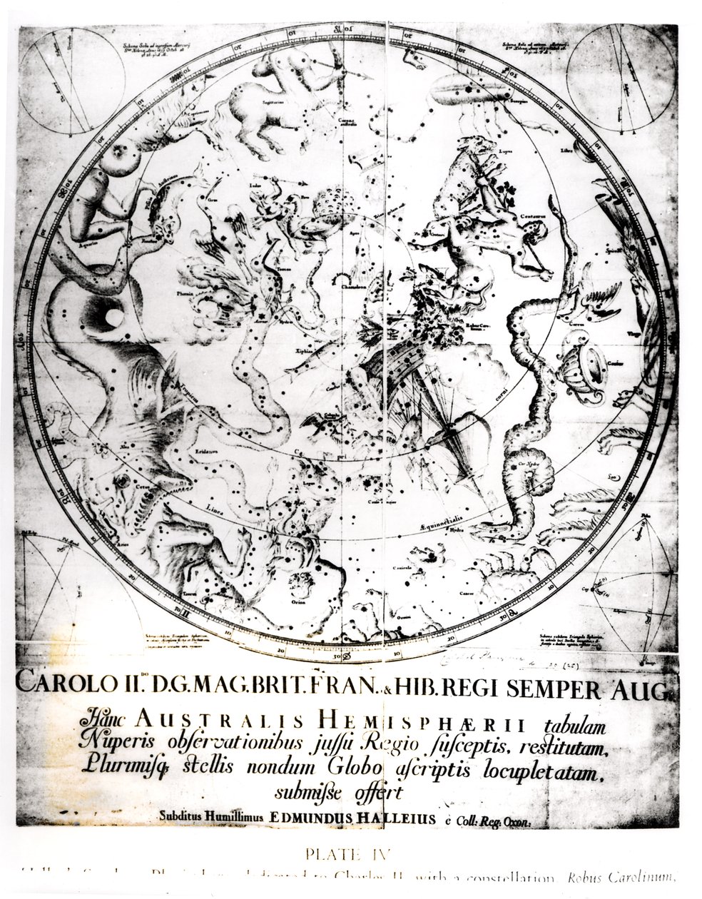 A déli félteke csillagképei Sir Edmund Halley (1656-1742) „Üstökösök összefoglalójából” 1705 alkotó: English School
