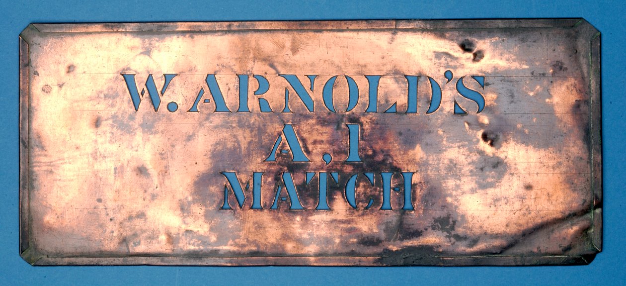 W. Arnolds rézsablonja A,1 gyufa (réz) alkotó: English School