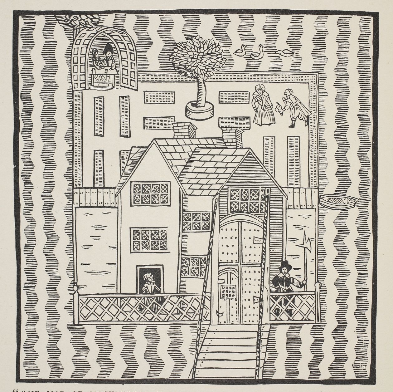 A Mockbeggar Hall térkép másolata, a tágas vidéki helyzetével bárhová is hívják, 1633 körül, a Roxborough balladájából alkotó: English School