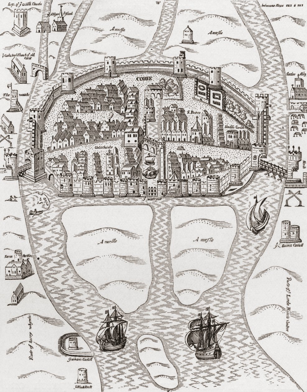 Cork, Cork megye, Írország 1633-ban, J. R. Green „A Short History of the English People” című művéből, 1893-ban. alkotó: English School