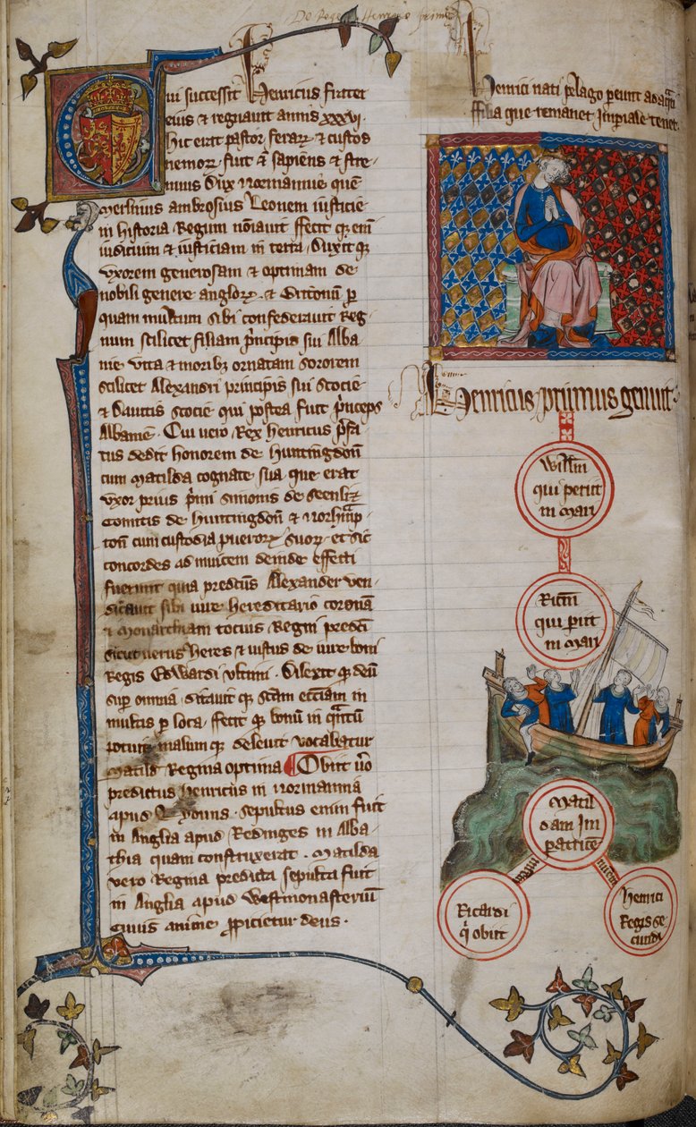 Cotton Claudius D. II, f.45v I. Henrik és leszármazottai (vellum) alkotó: English School
