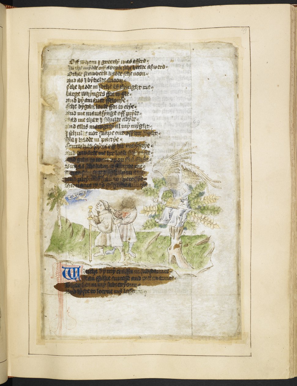 Cotton Ms Tiberius A vii fol.49 A nekromantia megszemélyesítése (vellum) alkotó: English School