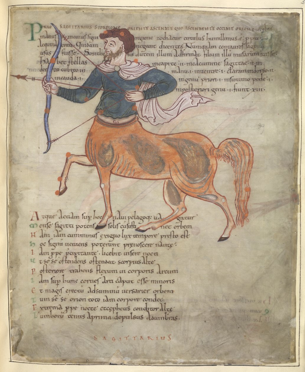 Cotton Tiberius B. V, 1. rész, f.37 „Nyilas”, illusztráció a „Cicero