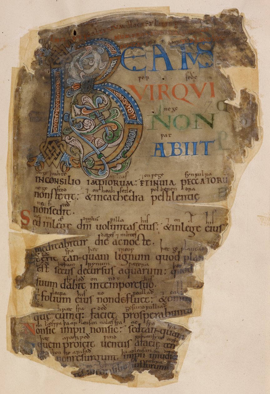 Cotton Vitellius E. XVIII f.18, Beowulf, A Codex membran zsoltár (pergamen) világító oldala alkotó: English School
