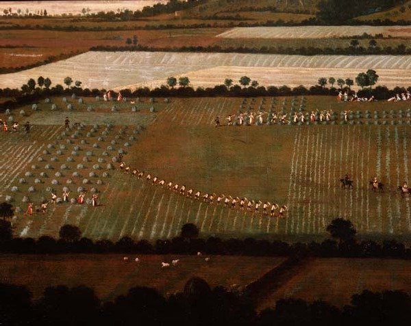 Country Round Dixton Manor, 1725 körül (olaj, vászon) (18102-es részlet) alkotó: English School