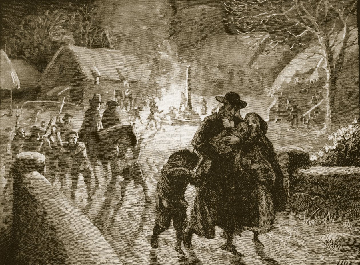 Egy püspöki lelkészt kilakoltató szövetségek, illusztráció Cassell Illustrated History of England című művéből (szépia fotó) alkotó: English School