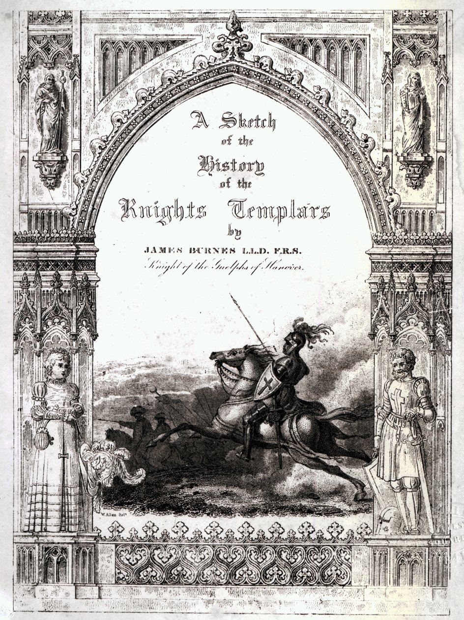 A templomos lovagok történetének vázlatának borítója, James Burnes alkotó: English School