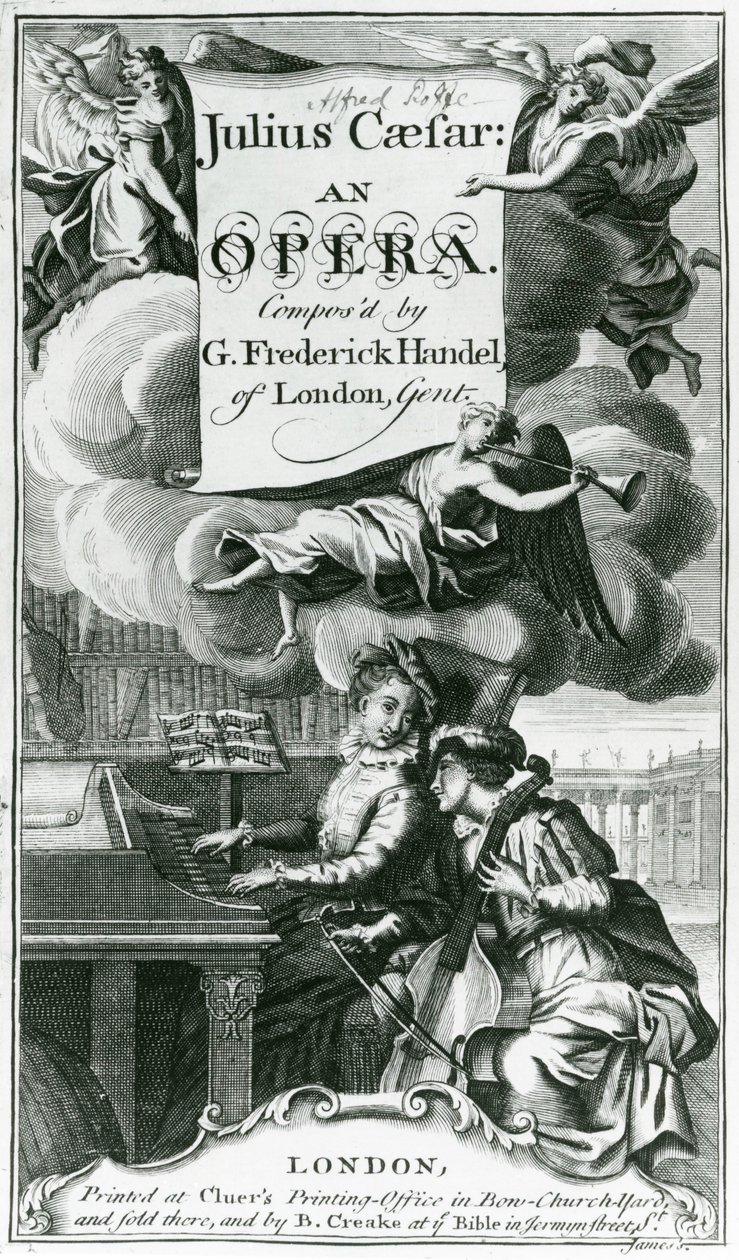 A Julius Caesar című Händel-opera kottaborítója, 1724-ben megjelent (metszet) (bw fotó) alkotó: English School