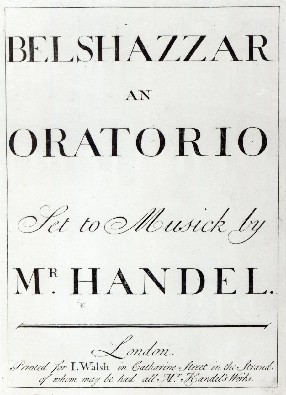 Händel Belsazár partitúrájának borítója, 1745-ben alkotó: English School