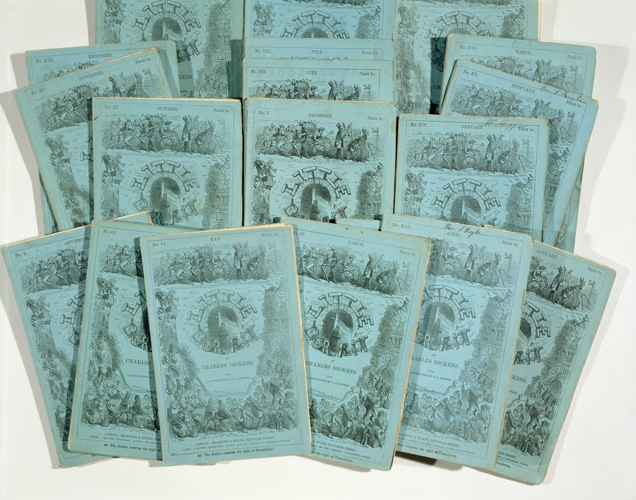 Borítók Charles Dickens (1812-70) Little Dorrit Monthly Issues of Little Dorrit című kiadványából, megjelent c. 1856 alkotó: English School