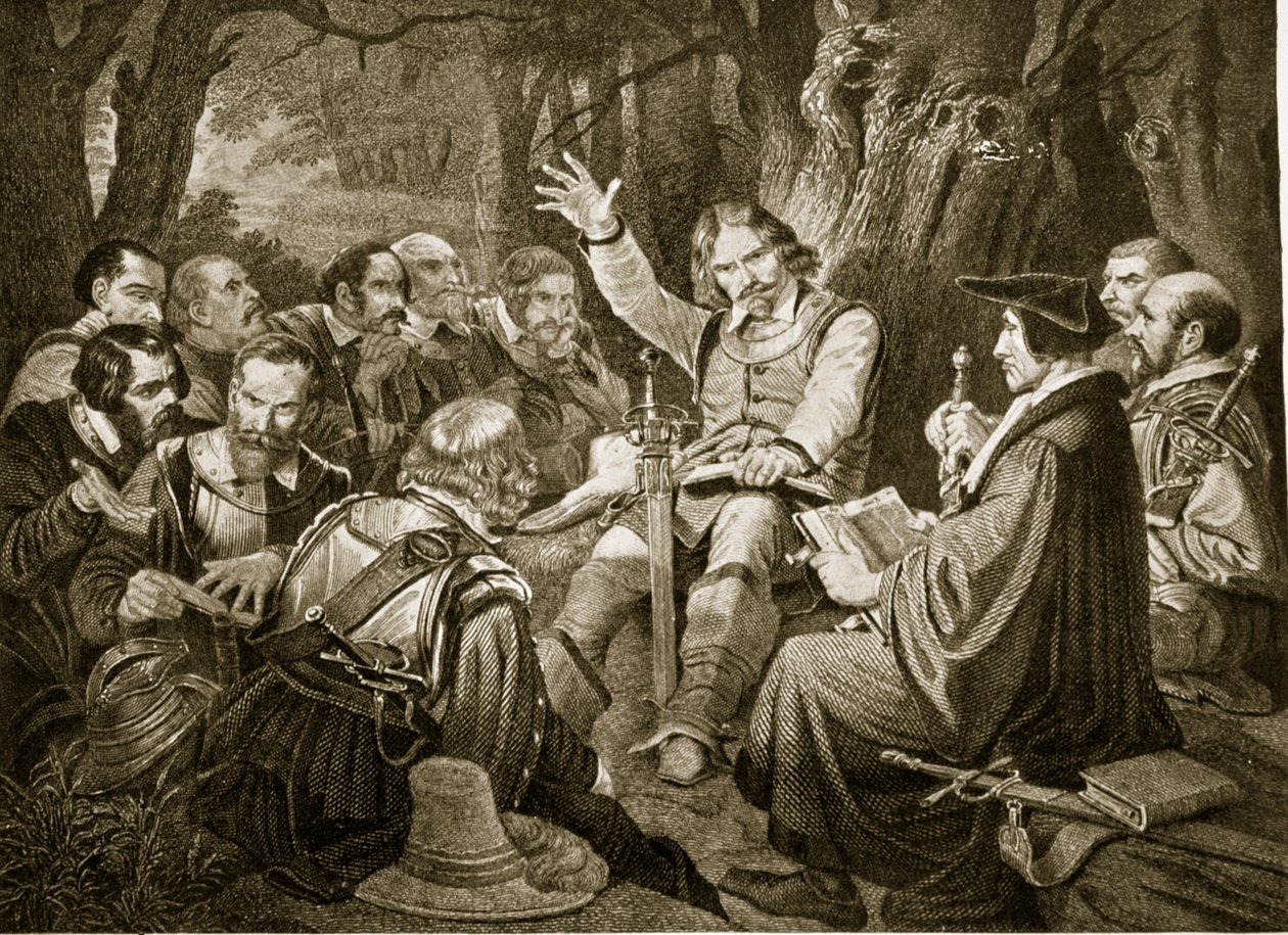 Cromwell a dunbari csata előtt, 1650, illusztráció a Hutchinsons Story of the British Nationből, 1923 körül alkotó: English School