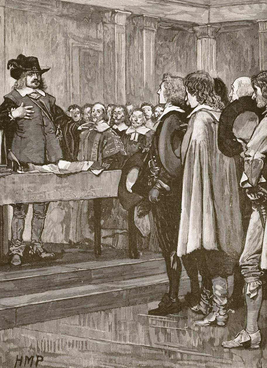 Cromwell megtagadja a koronát, illusztráció a Cassells Illustrated History of Englandből (szépia fotó) alkotó: English School
