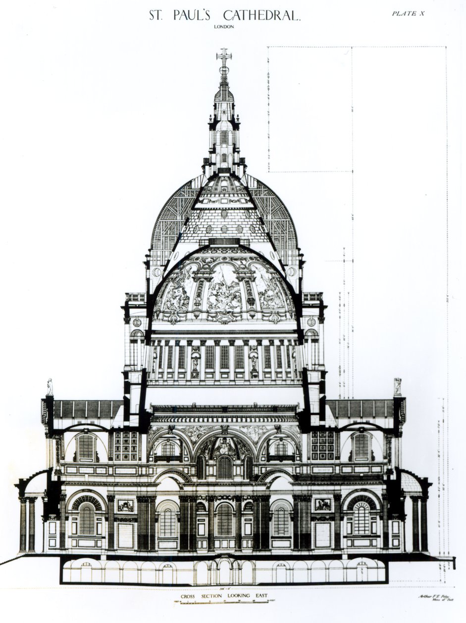 A Szent Pál-székesegyház keresztmetszete kelet felé néz alkotó: English School