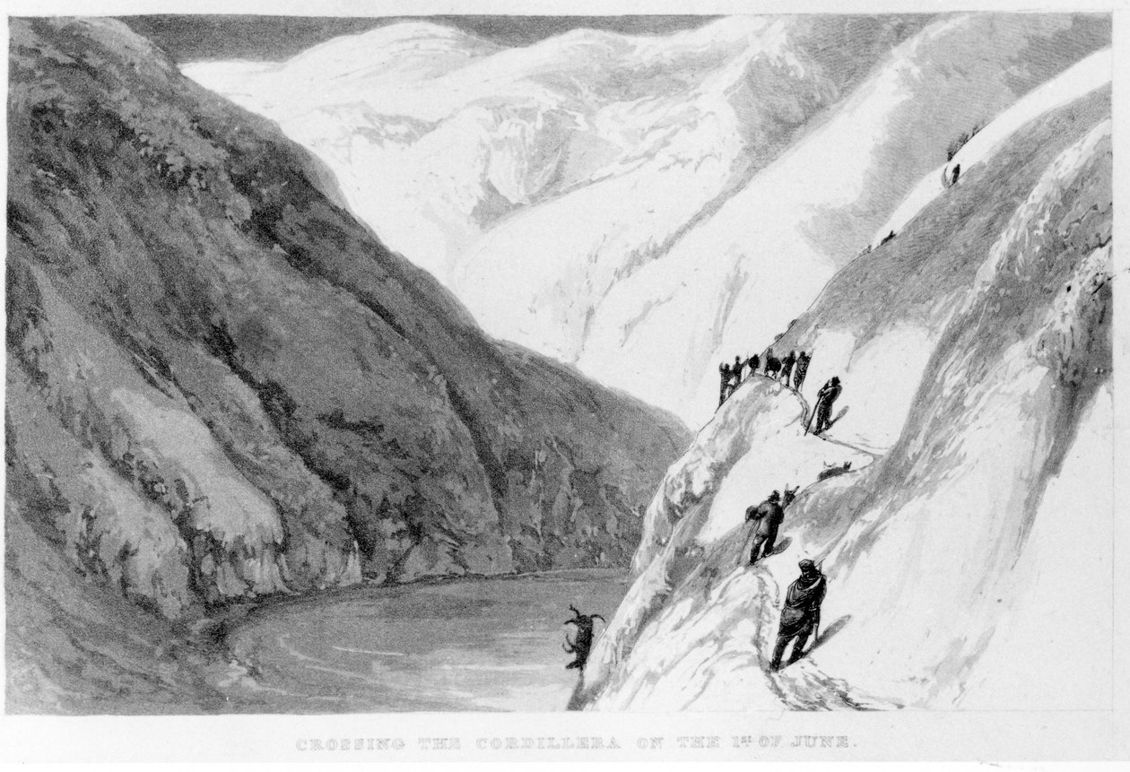 Átkelés a Cordillerán június 1-jén, Alexander Caldcleugh utazásaiból Dél-Amerikában, 1825 alkotó: English School