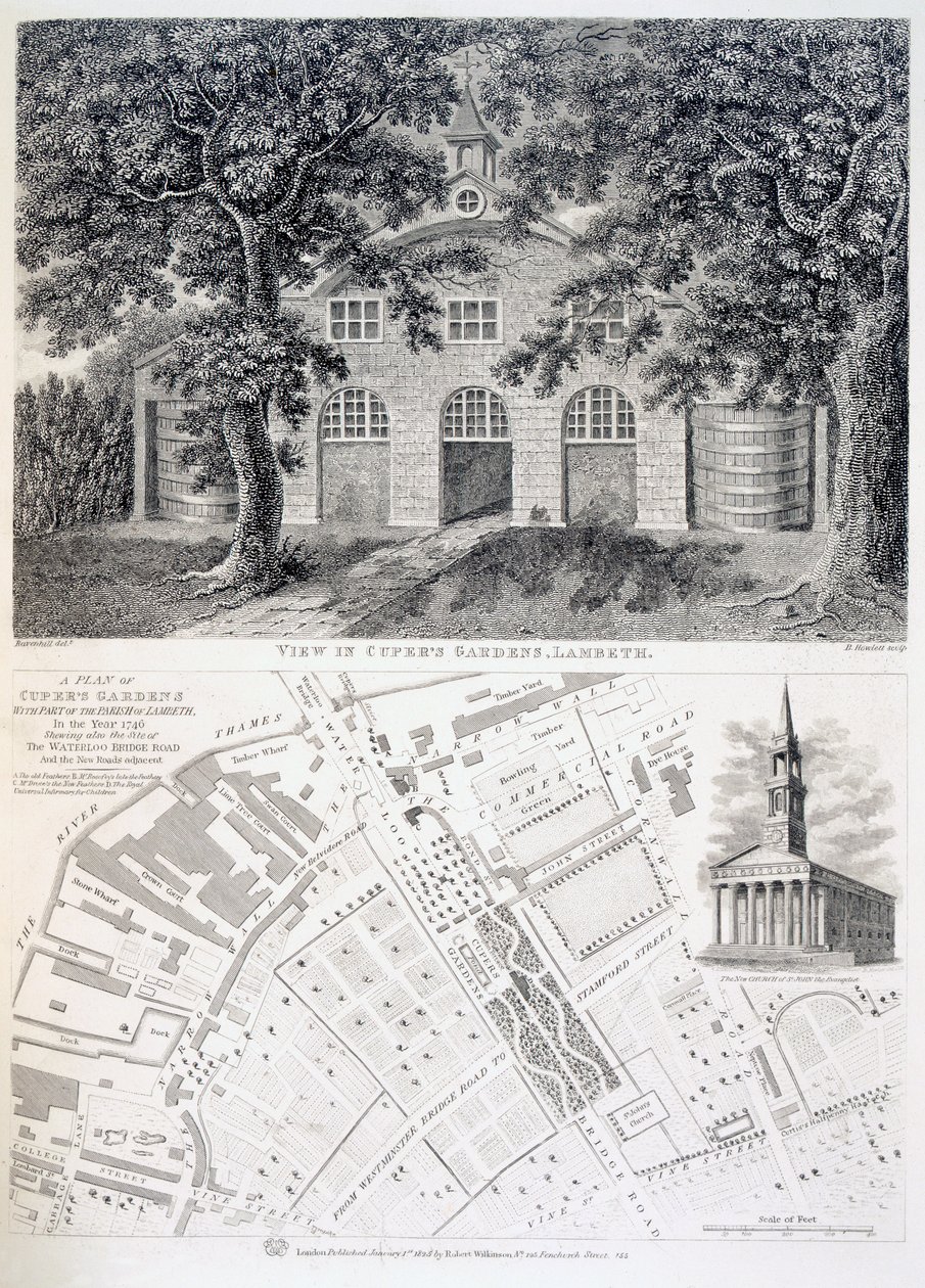 Cupers Gardens, Lambeth, vésette Bartholemew Howlett, 1746 alkotó: English School