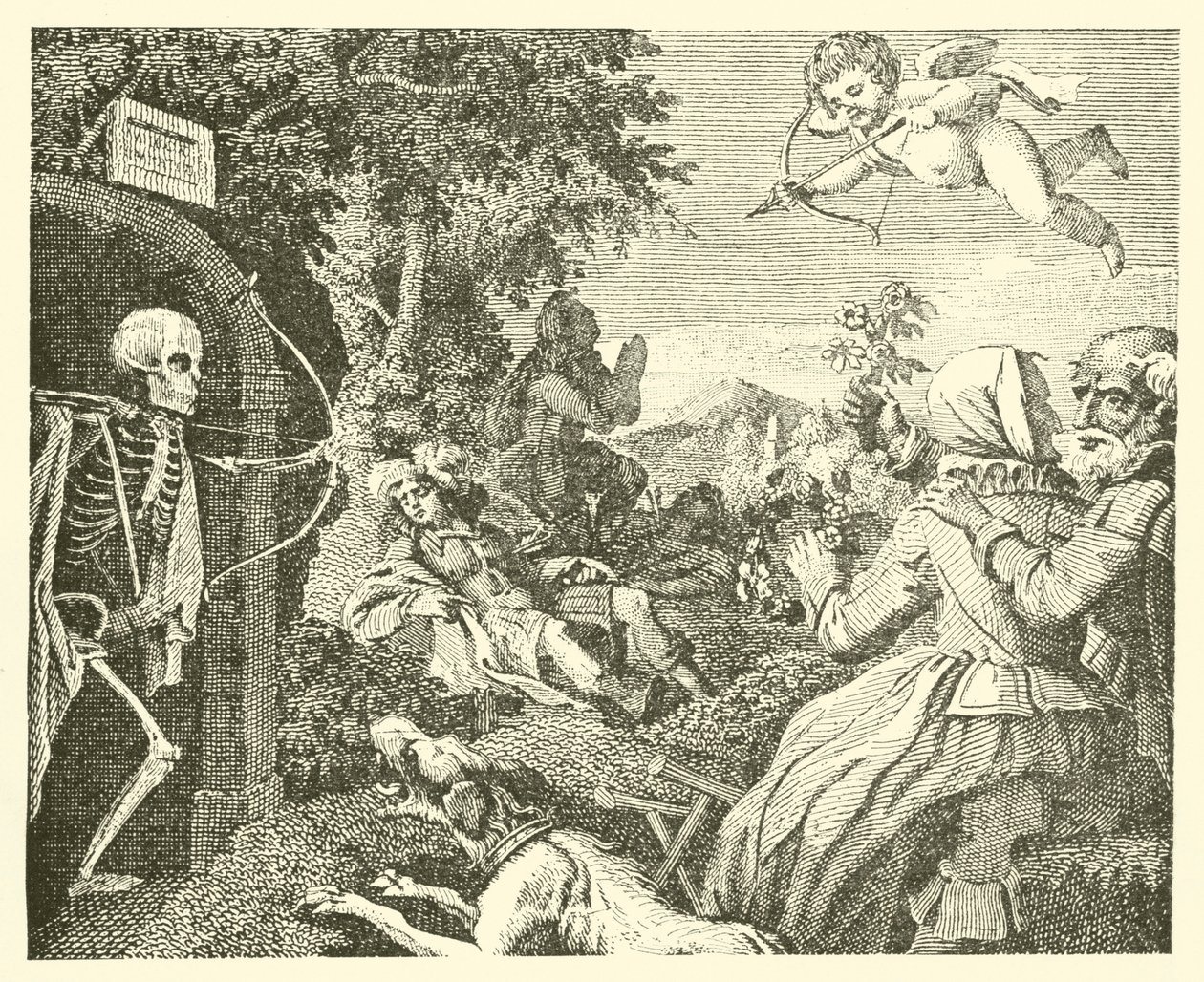 Ámor és a halál (metszet) alkotó: English School