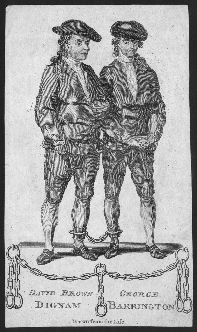David Brown Dignam és George Barrington, illusztráció a London Magazine-ból, 1777. május alkotó: English School