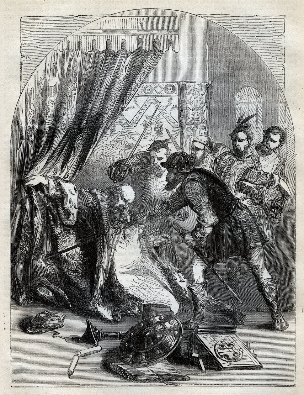 Beaton bíboros halála, 1546. május 29. – David Beaton bíboros (c1494-1546), St. Andrews érseke, meggyilkolták a skót reformáció idején – Cassell Petter & Galpin, London (1890) „Anglia története” című metszet alkotó: English School