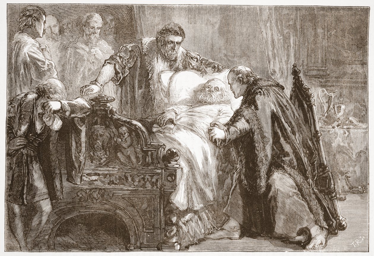 Bölcs Frigyes szász választófejedelem halála, illusztráció: James Aitken Wylie (1808-1890) A protestantizmus története című könyvéből, pub. 1878 alkotó: English School