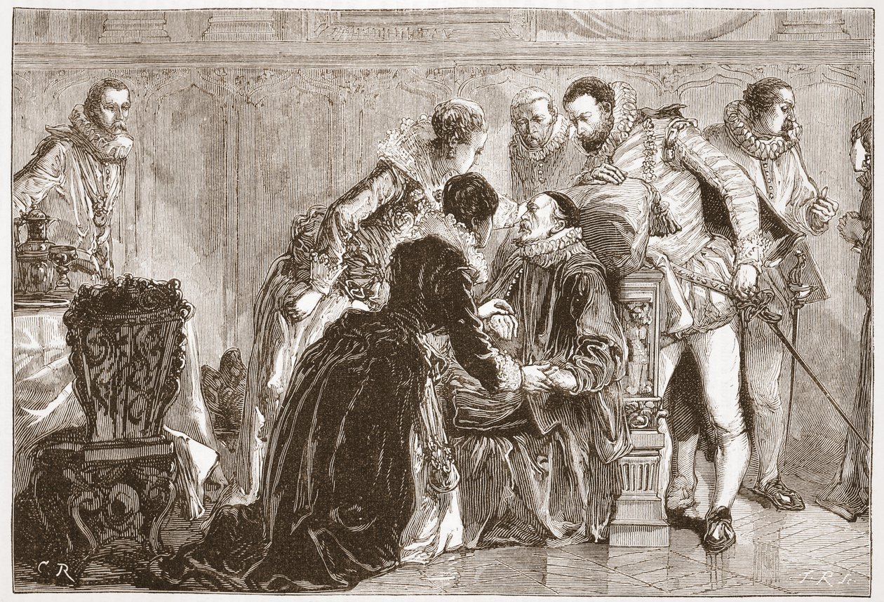 Csendes Vilmos halála, Orange hercege, illusztráció James Aitken Wylie (1808-1890) „A protestantizmus története” című művéből, pub. 1878 (metszet) alkotó: English School