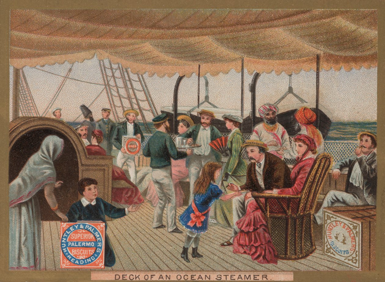 Egy óceáni gőzös fedélzete (kromolito) alkotó: English School