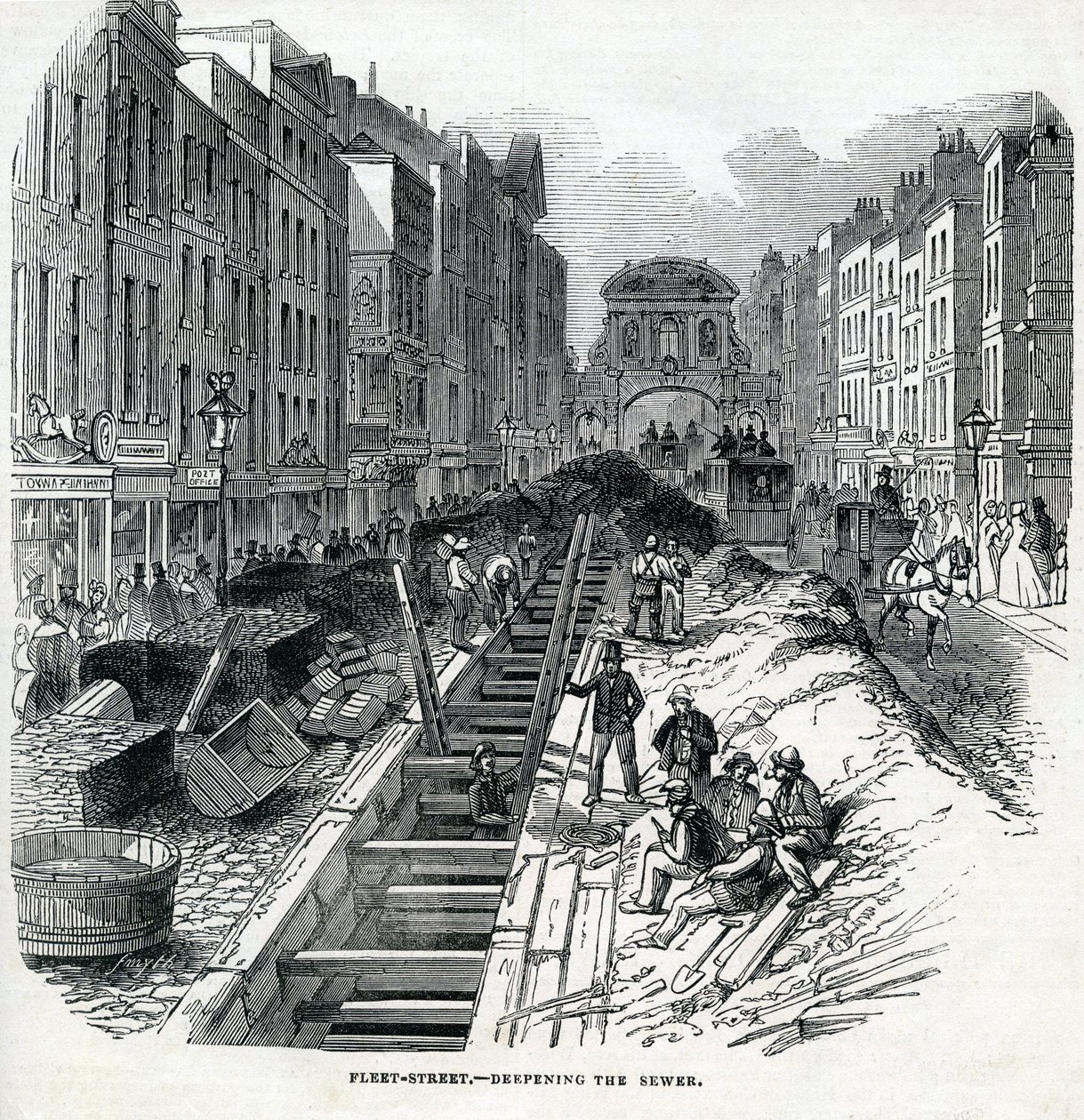 A Fleet Street csatorna mélyítése, London, 1845 alkotó: English School