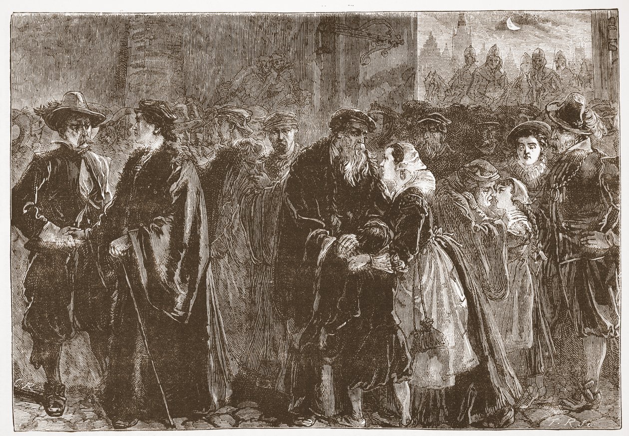 Az elűzött miniszterek távozása Kuttenbergből, illusztráció: James Aitken Wylie (1808-1890) A protestantizmus története című könyvéből, pub. 1878 alkotó: English School
