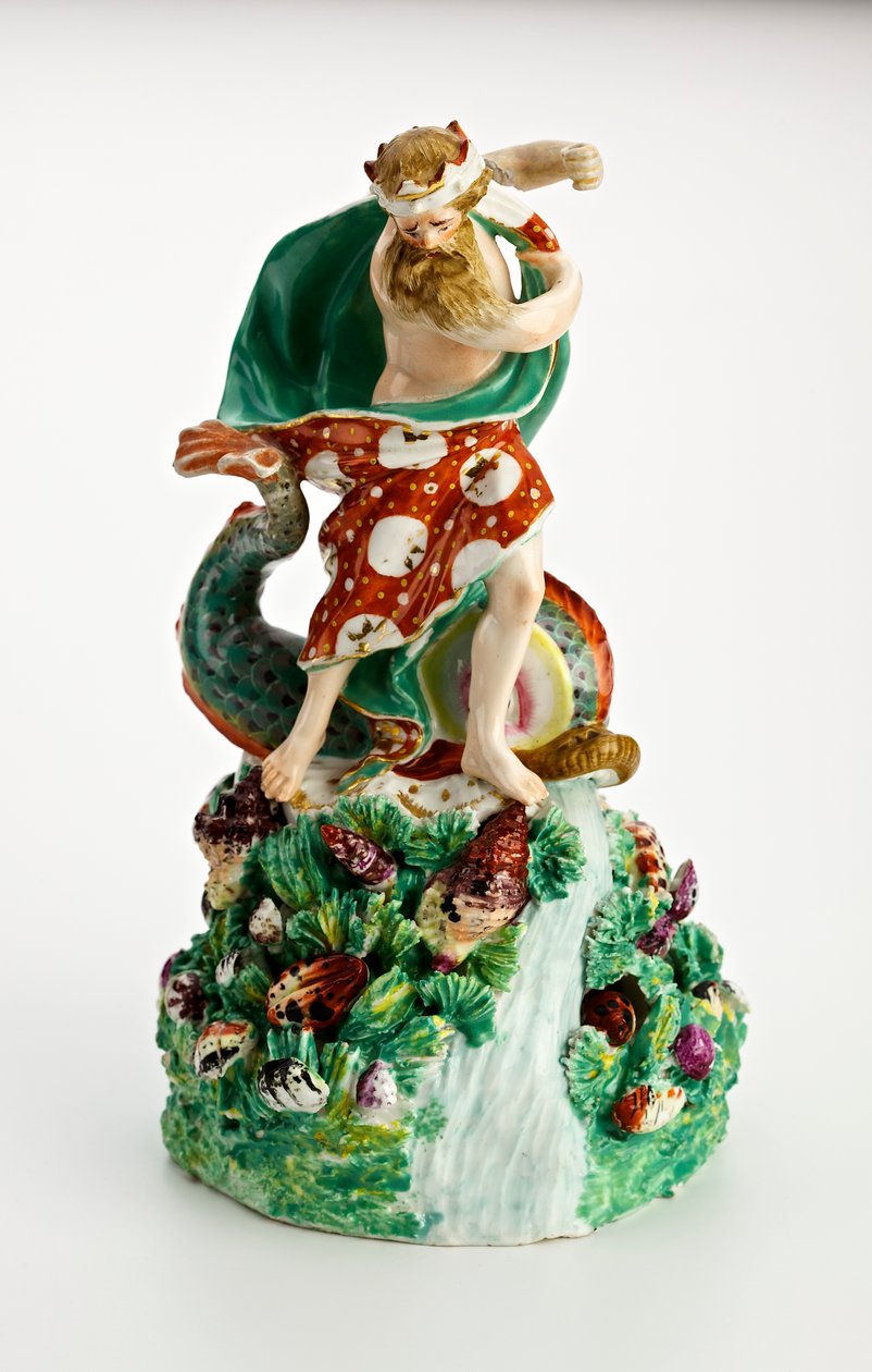 Neptun derby-figurája sziklás alapon vízeséssel és kagylókkal, 1750-1800 körül (porcelán) alkotó: English School