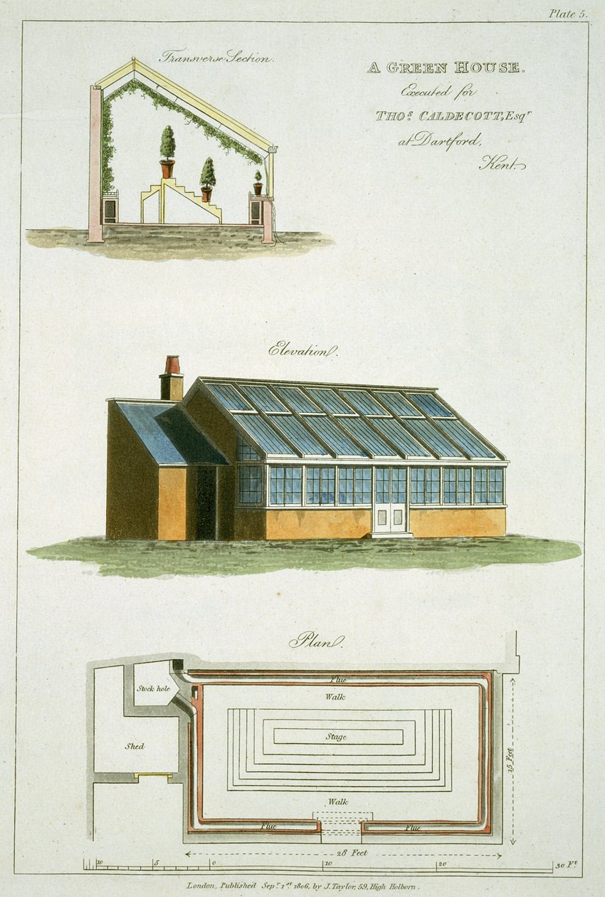 Tervezés egy zöld házhoz, Thomas Caldecott számára a Dartfordban, Kentben, 1806 alkotó: English School