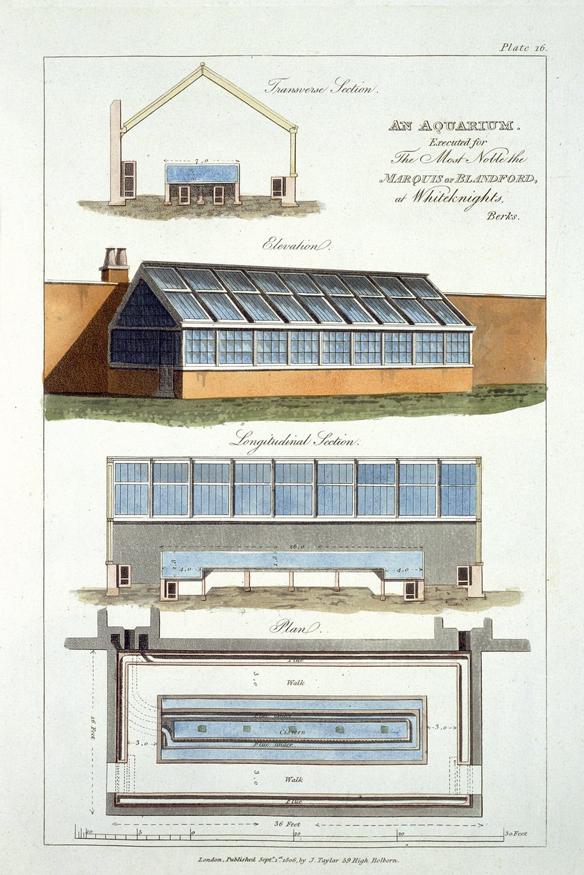 Az akvárium terve, a The Marquis of Blandford számára a Whiteknightsban, 1806 alkotó: English School