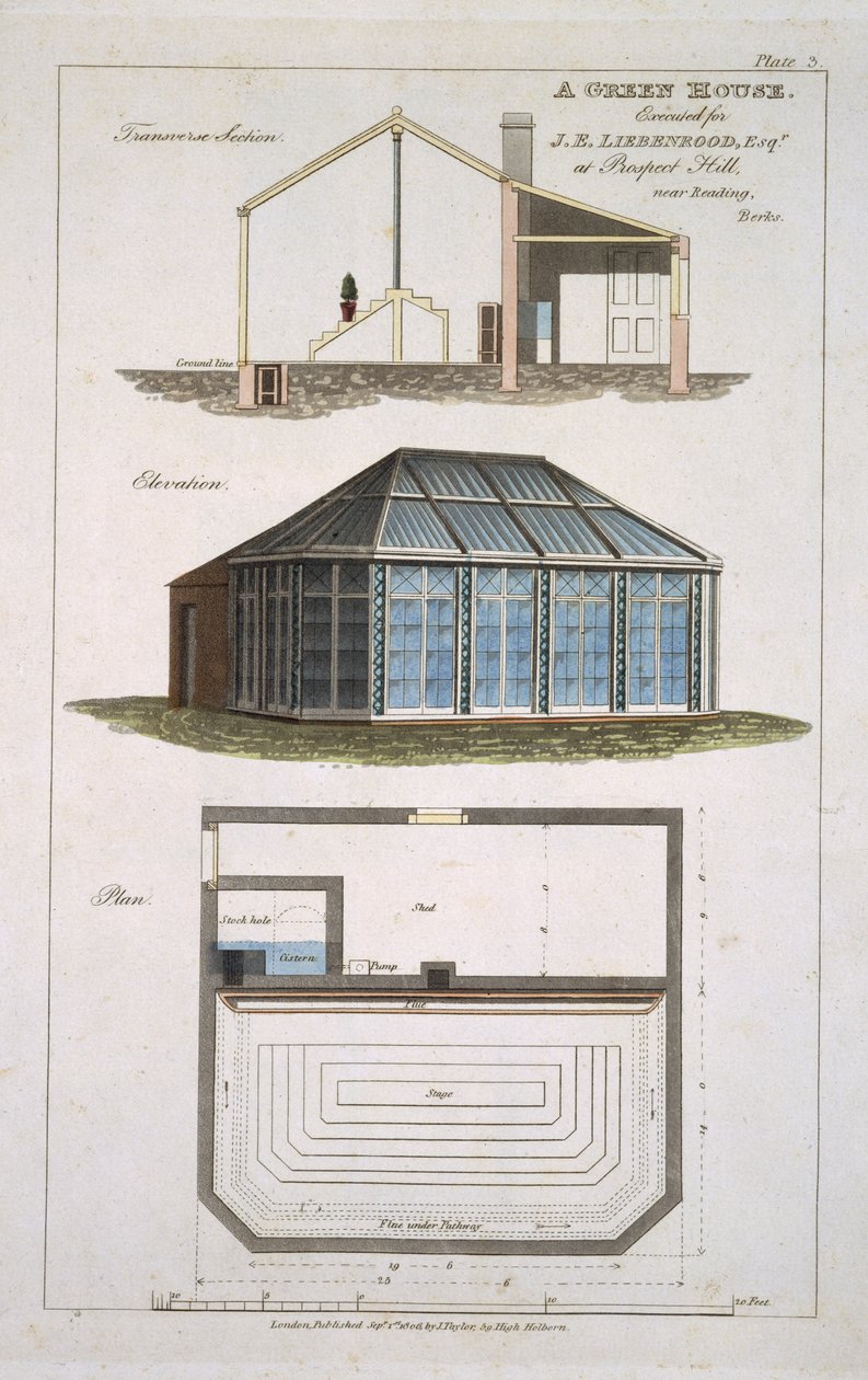 Zöld ház tervezése J. E Liebenrood számára a Prospect Hillben alkotó: English School