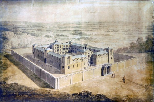 Tervezés egy neoklasszikus börtönhöz, 1790 körül (akvarell, papír) alkotó: English School