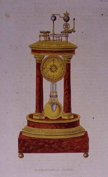 Csillagászati óra terv, 139. tábla Ackermann Művészetek, irodalom, kereskedelem, gyártás, divat és politika tárházából, 1809-28 (színes litó) alkotó: English School