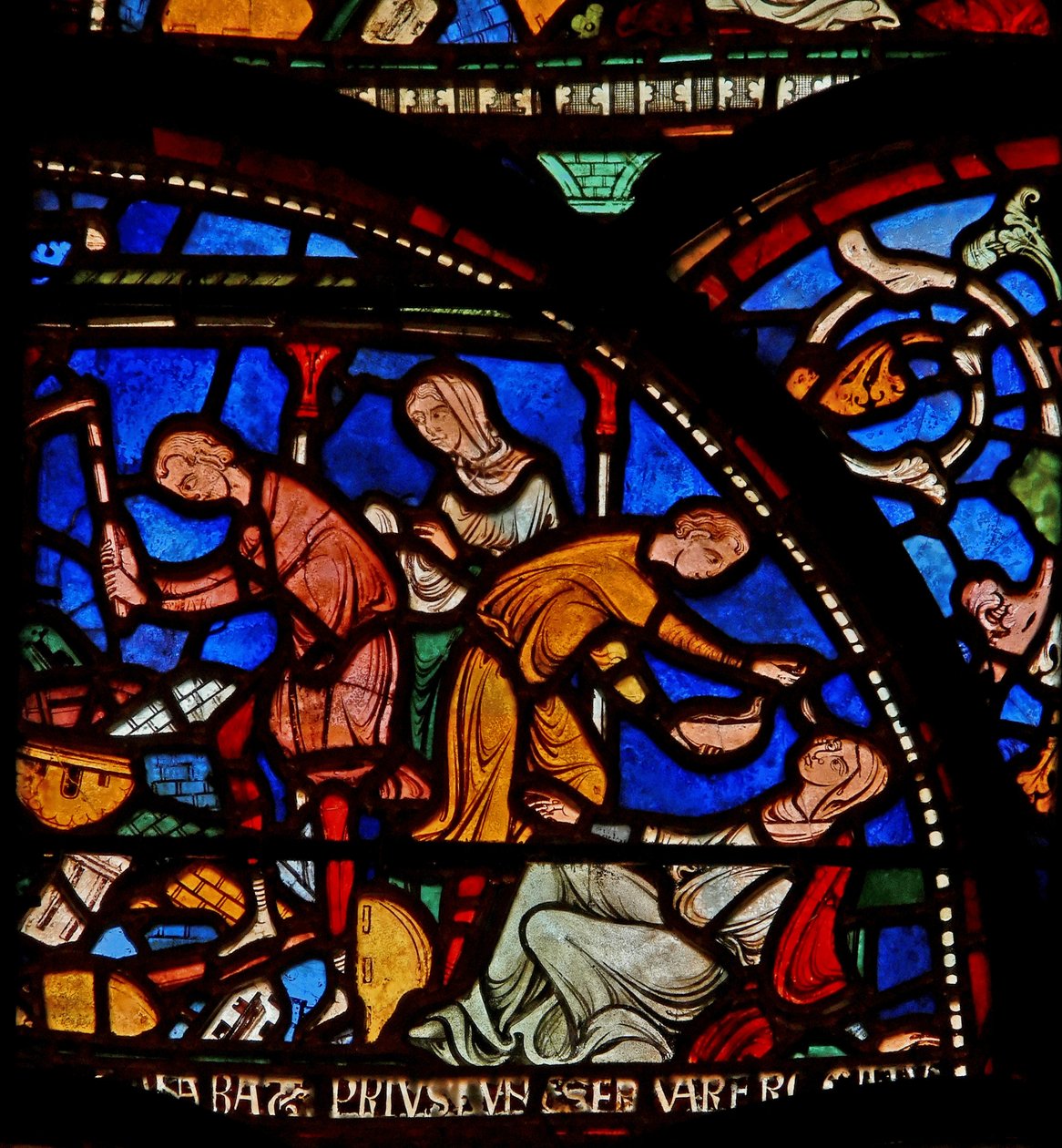 Részlet a csodaablakból, amelyen Geoffrey of Winchesters anyja Szent Tamáshoz imádkozik alkotó: English School