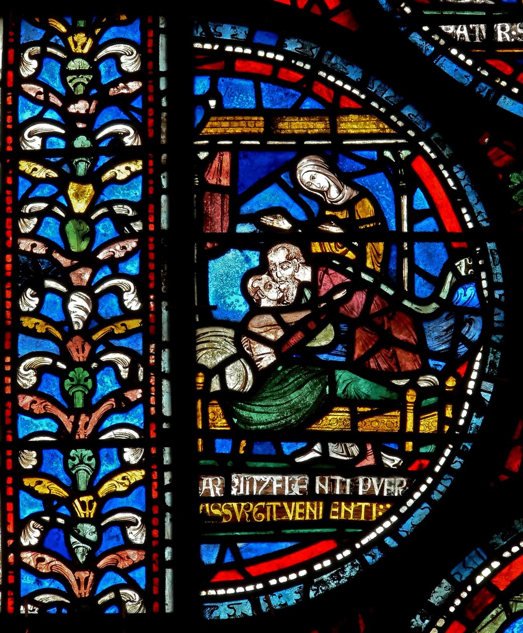 Részlet a Miracle Window-ból, amely John Roxborough-t és Henry Beche-t ábrázolja alkotó: English School