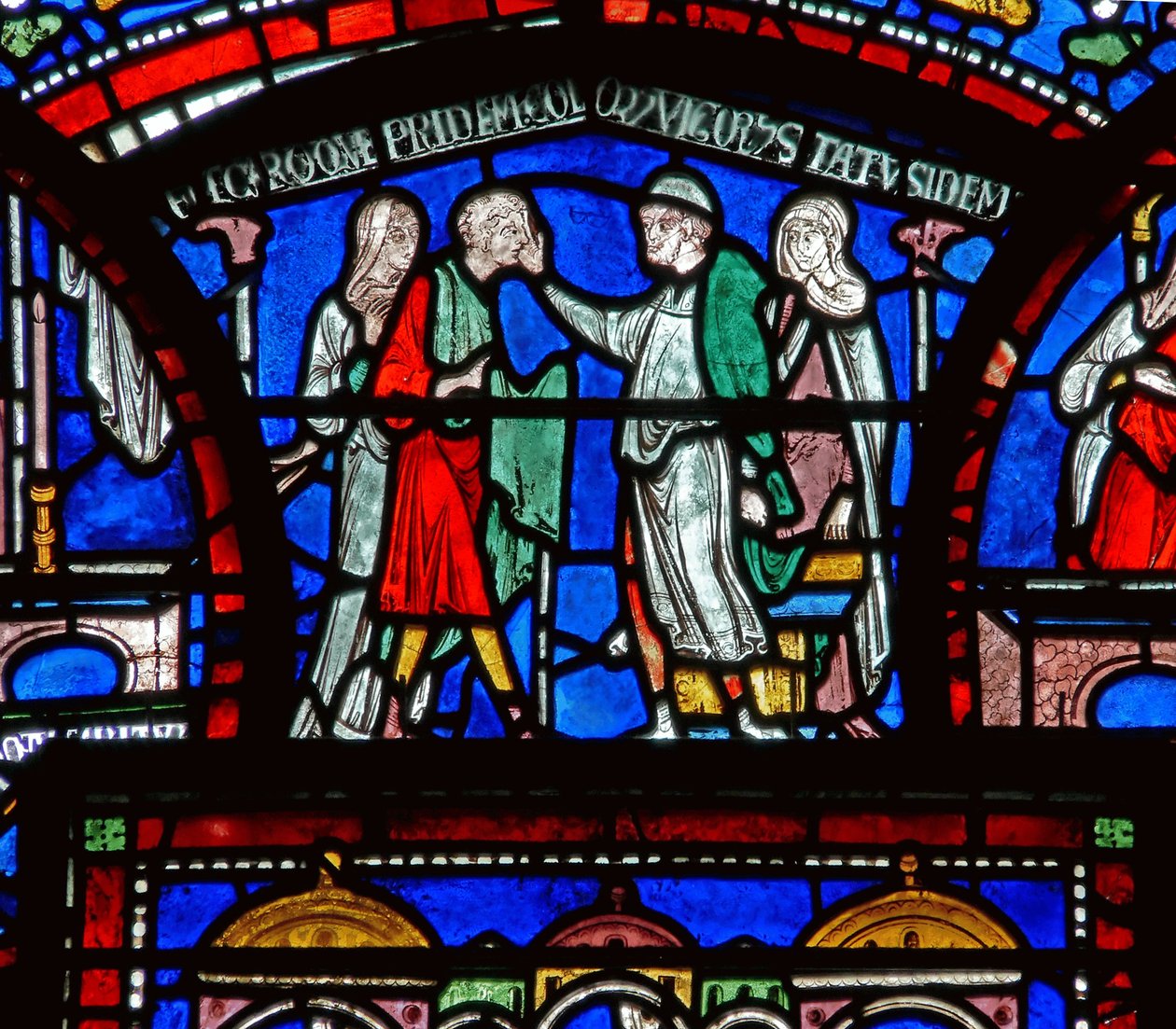 Részlet a Miracle Window-ból, amely Richard Sunieves történetét ábrázolja alkotó: English School