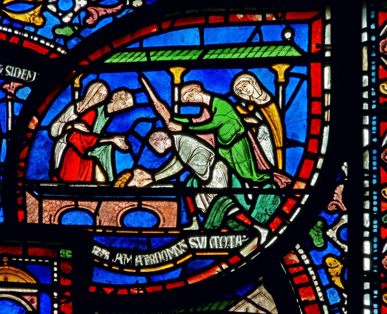 Részlet a Miracle Window-ból, amely Richard Sunieves történetét ábrázolja alkotó: English School