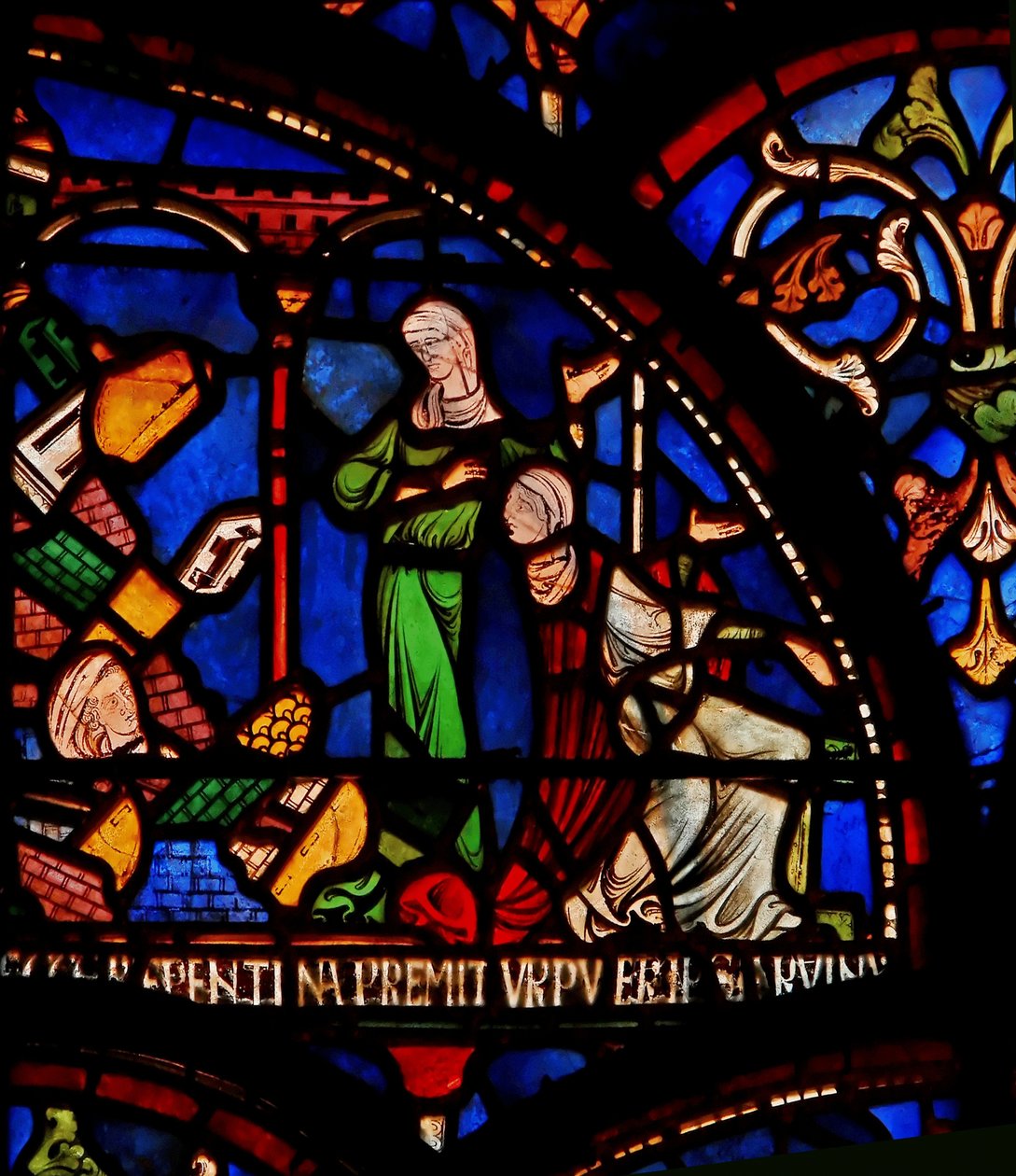 Részlet a Csodaablakból, amely egy falat ábrázol a csecsemő Geoffrey of Winchesterre alkotó: English School