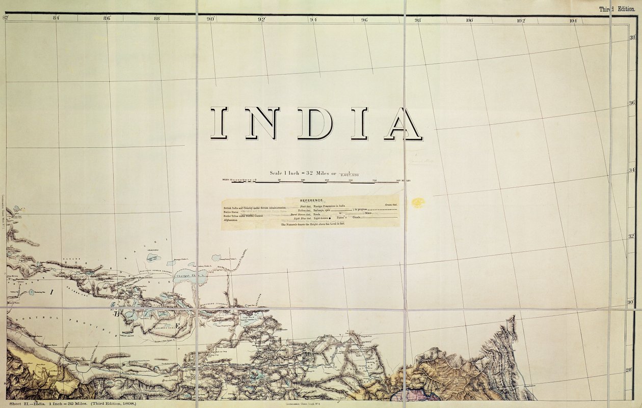 India-Tibet határ térképének részlete alkotó: English School