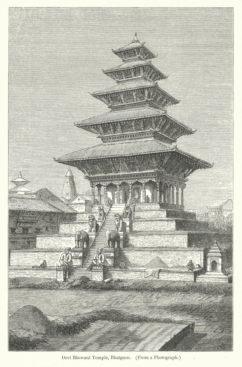 Devi Bhowani templom, Bhatgaon (metszet) alkotó: English School