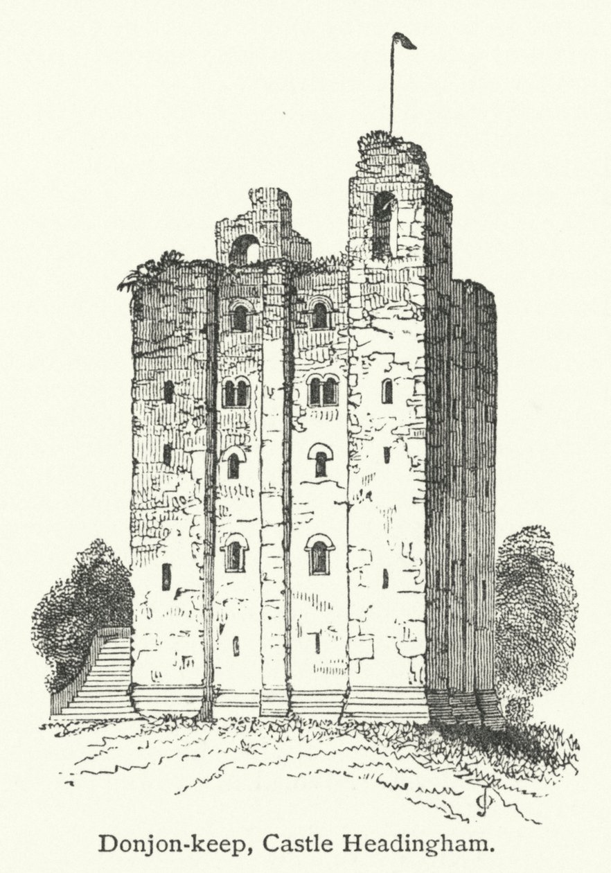 Donjon-keep, Headingham kastély (metszet) alkotó: English School