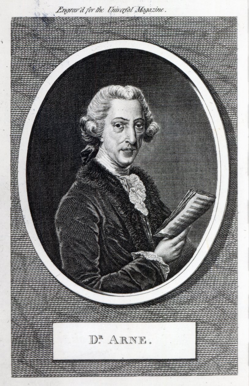 Dr. Arne, vésett a „The Universal Magazine” számára, 1787 (metszet) (bw fotó) alkotó: English School