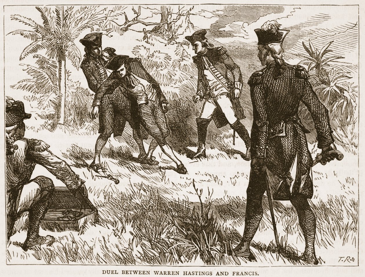 Warren Hastings és Francis párbaja, illusztráció a Cassells Illustrated History of India-ból, James Grant, pub. 1879 alkotó: English School