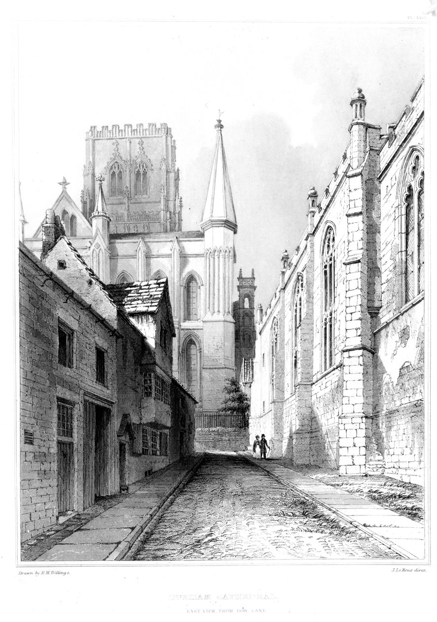 Durham katedrális, keleti kilátás a Bow Lane-ről alkotó: English School