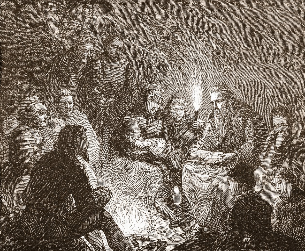 Holland protestánsok rejtőzködnek, illusztráció: James Aitken Wylie (1808-1890) A protestantizmus története című könyvéből, pub. 1878 alkotó: English School